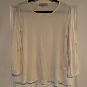 Loft Mixed Media Peplum Blouse, size Medium